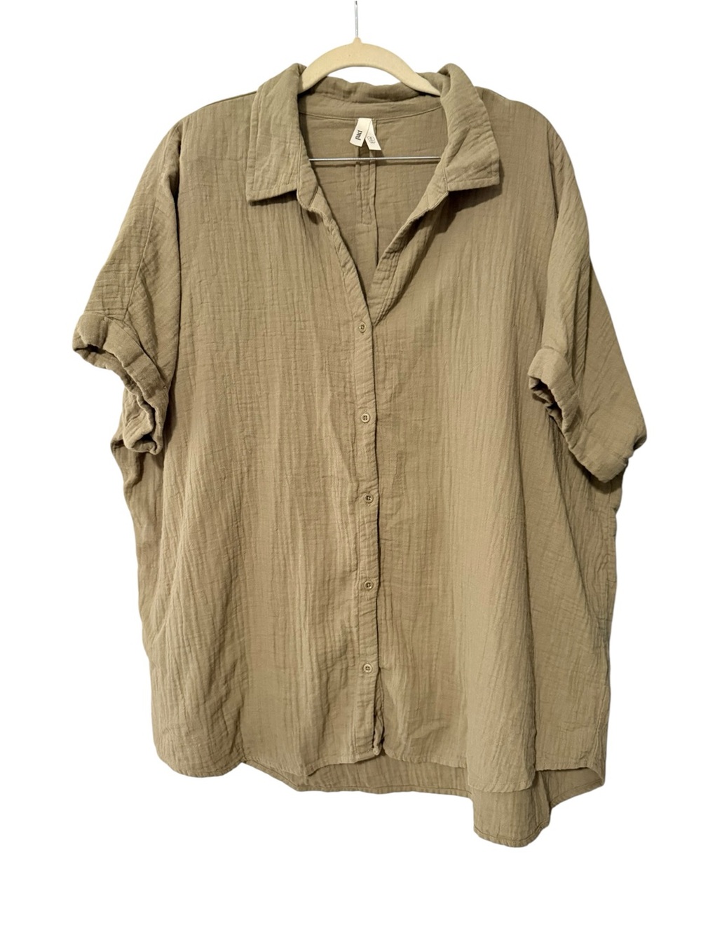 Pact Coastal Double Gauze Oversized Shirt Driftwood Brown Organic Cotton M/L - Picture 2 of 8